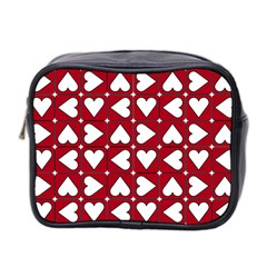 Graphic Heart Pattern Red White Mini Toiletries Bag (two Sides) by Pakrebo