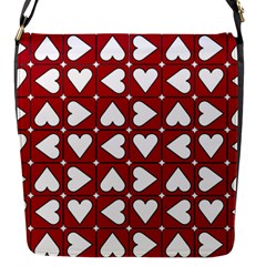 Graphic Heart Pattern Red White Flap Closure Messenger Bag (s) by Pakrebo