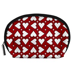 Graphic Heart Pattern Red White Accessory Pouch (large) by Pakrebo