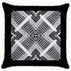 Pattern Tile Repeating Geometric Throw Pillow Case (black) by Pakrebo