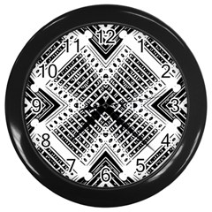 Pattern Tile Repeating Geometric Wall Clock (black) by Pakrebo