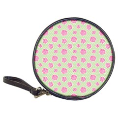 Roses Flowers Pink And Pastel Lime Green Pattern With Retro Dots Classic 20-cd Wallets by genx