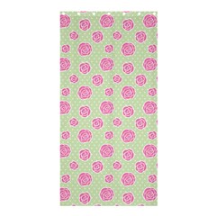 Roses Flowers Pink And Pastel Lime Green Pattern With Retro Dots Shower Curtain 36  X 72  (stall)  by genx