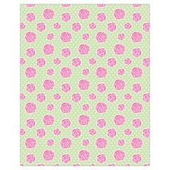 Roses Flowers Pink And Pastel Lime Green Pattern With Retro Dots Drawstring Bag (small) by genx