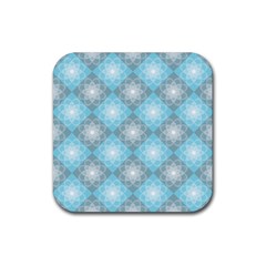 White Light Blue Gray Tile Rubber Coaster (square) 