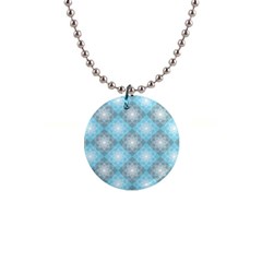 White Light Blue Gray Tile 1  Button Necklace by Pakrebo