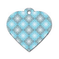 White Light Blue Gray Tile Dog Tag Heart (two Sides)