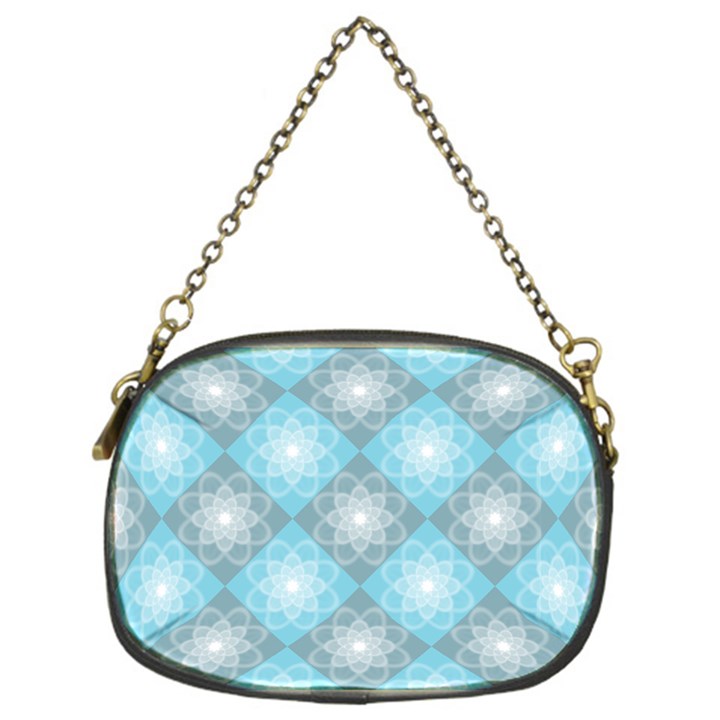 White Light Blue Gray Tile Chain Purse (One Side)