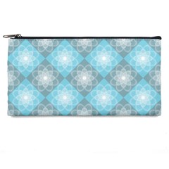 White Light Blue Gray Tile Pencil Cases by Pakrebo