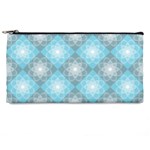 White Light Blue Gray Tile Pencil Cases Front