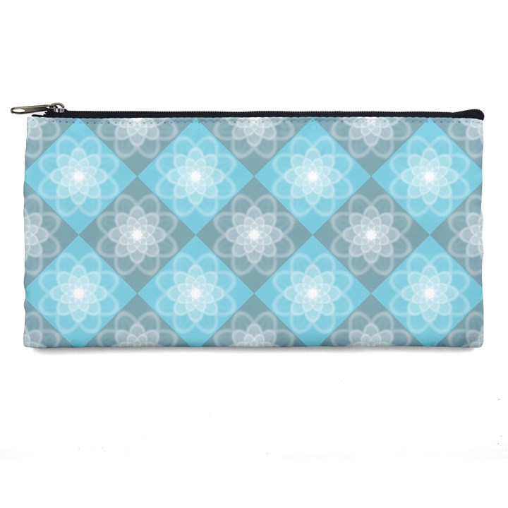 White Light Blue Gray Tile Pencil Cases