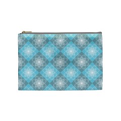 White Light Blue Gray Tile Cosmetic Bag (medium) by Pakrebo