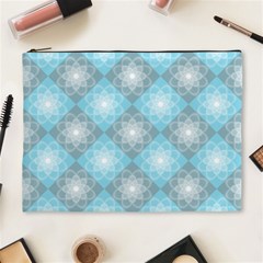 White Light Blue Gray Tile Cosmetic Bag (xl) by Pakrebo