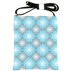 White Light Blue Gray Tile Shoulder Sling Bag by Pakrebo