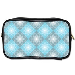 White Light Blue Gray Tile Toiletries Bag (one Side) by Pakrebo