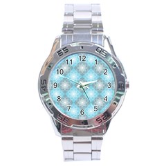 White Light Blue Gray Tile Stainless Steel Analogue Watch by Pakrebo