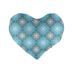 White Light Blue Gray Tile Standard 16  Premium Flano Heart Shape Cushions by Pakrebo