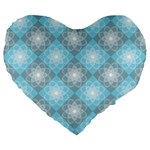 White Light Blue Gray Tile Large 19  Premium Flano Heart Shape Cushions Front