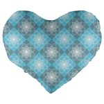 White Light Blue Gray Tile Large 19  Premium Flano Heart Shape Cushions Back