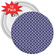 Wreath Differences Indigo Deep Blue 3  Buttons (10 Pack)  by Pakrebo