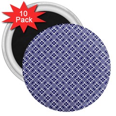 Wreath Differences Indigo Deep Blue 3  Magnets (10 Pack)  by Pakrebo