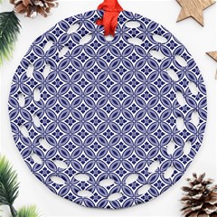 Wreath Differences Indigo Deep Blue Round Filigree Ornament (two Sides) by Pakrebo