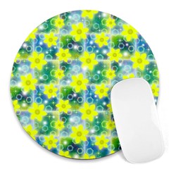 Narcissus Yellow Flowers Winter Round Mousepads by Pakrebo