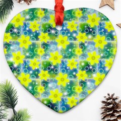 Narcissus Yellow Flowers Winter Heart Ornament (two Sides) by Pakrebo