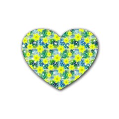 Narcissus Yellow Flowers Winter Rubber Coaster (heart)  by Pakrebo