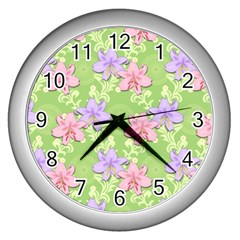 Lily Flowers Green Plant Natural Wall Clock (silver) by Pakrebo