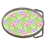 Lily Flowers Green Plant Natural Belt Buckles Front