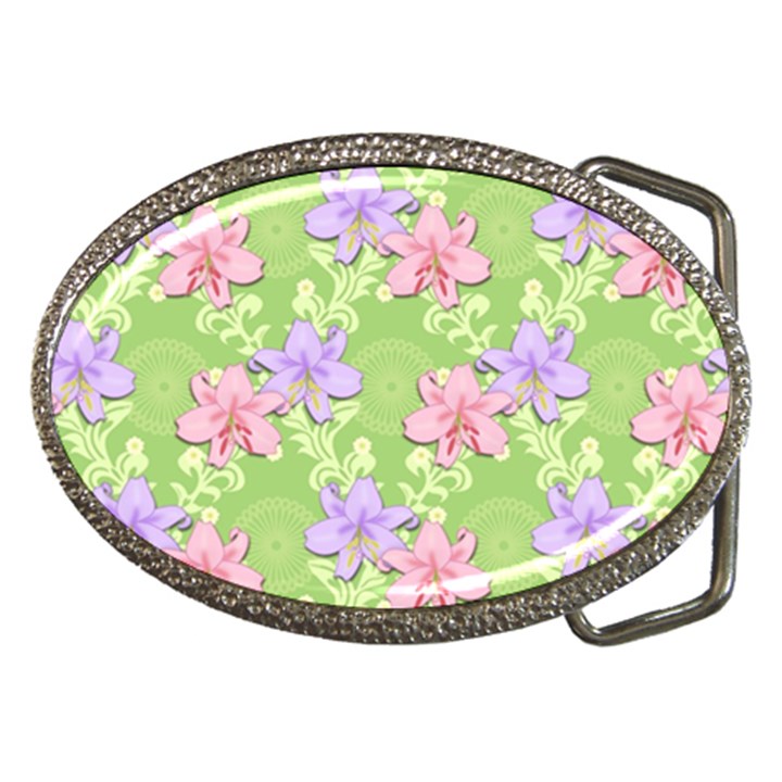 Lily Flowers Green Plant Natural Belt Buckles