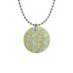 Lily Flowers Green Plant Natural 1  Button Necklace Front