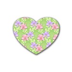 Lily Flowers Green Plant Natural Heart Coaster (4 pack)  Front