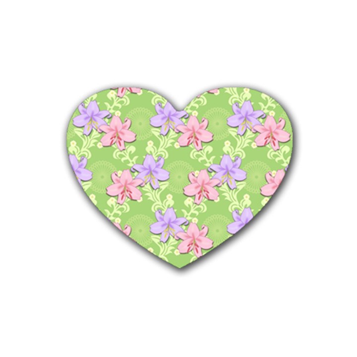 Lily Flowers Green Plant Natural Heart Coaster (4 pack) 