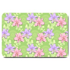 Lily Flowers Green Plant Natural Large Doormat  by Pakrebo