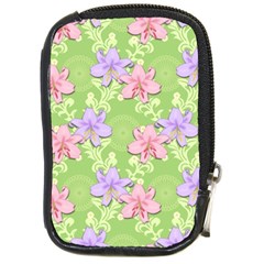 Lily Flowers Green Plant Natural Compact Camera Leather Case by Pakrebo