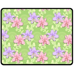 Lily Flowers Green Plant Natural Fleece Blanket (medium)  by Pakrebo