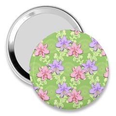 Lily Flowers Green Plant Natural 3  Handbag Mirrors by Pakrebo