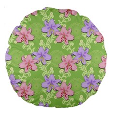 Lily Flowers Green Plant Natural Large 18  Premium Round Cushions by Pakrebo