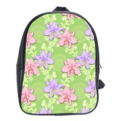 Lily Flowers Green Plant Natural School Bag (xl) by Pakrebo