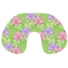 Lily Flowers Green Plant Natural Travel Neck Pillows by Pakrebo