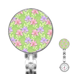 Lily Flowers Green Plant Natural Stainless Steel Nurses Watch by Pakrebo