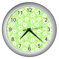 Zephyranthes Candida White Flowers Wall Clock (silver) by Pakrebo