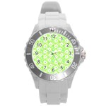 Zephyranthes Candida White Flowers Round Plastic Sport Watch (L) Front