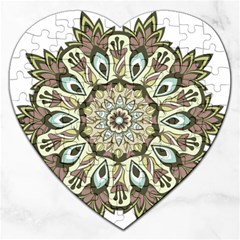 Mandala Pattern Round Floral Jigsaw Puzzle (heart) by Pakrebo