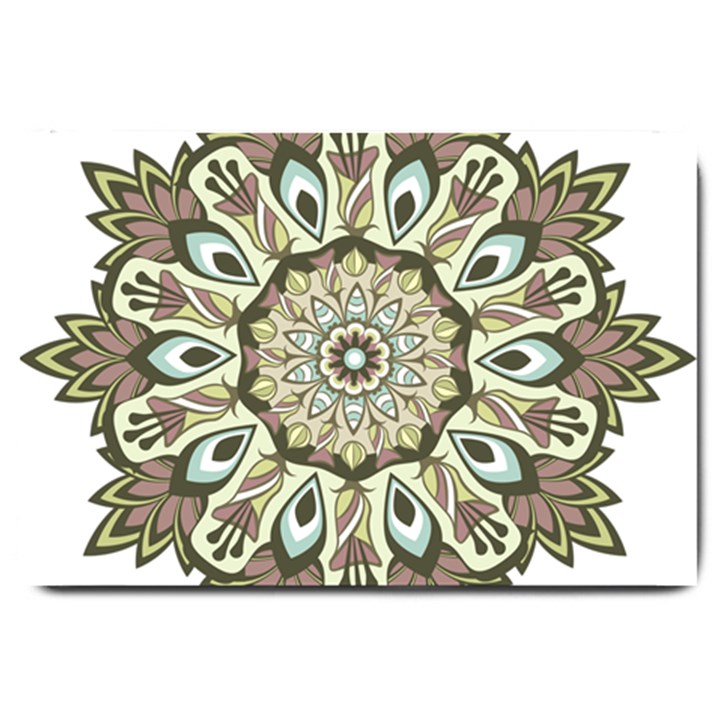 Mandala Pattern Round Floral Large Doormat 