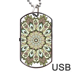 Mandala Pattern Round Floral Dog Tag Usb Flash (one Side) by Pakrebo