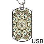 Mandala Pattern Round Floral Dog Tag USB Flash (Two Sides) Front