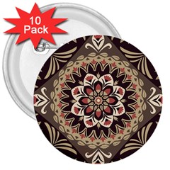 Seamless Pattern Floral Flower 3  Buttons (10 Pack)  by Pakrebo